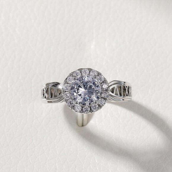 😍14K WHITE GOLD DAINTY DIAMOND FASHION ANILLOS HOLLOW BAND RING, L125 - Picture 9 of 10